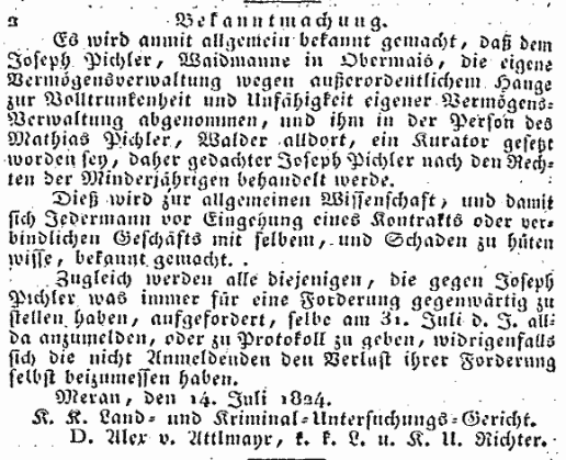Bekanntmachung.