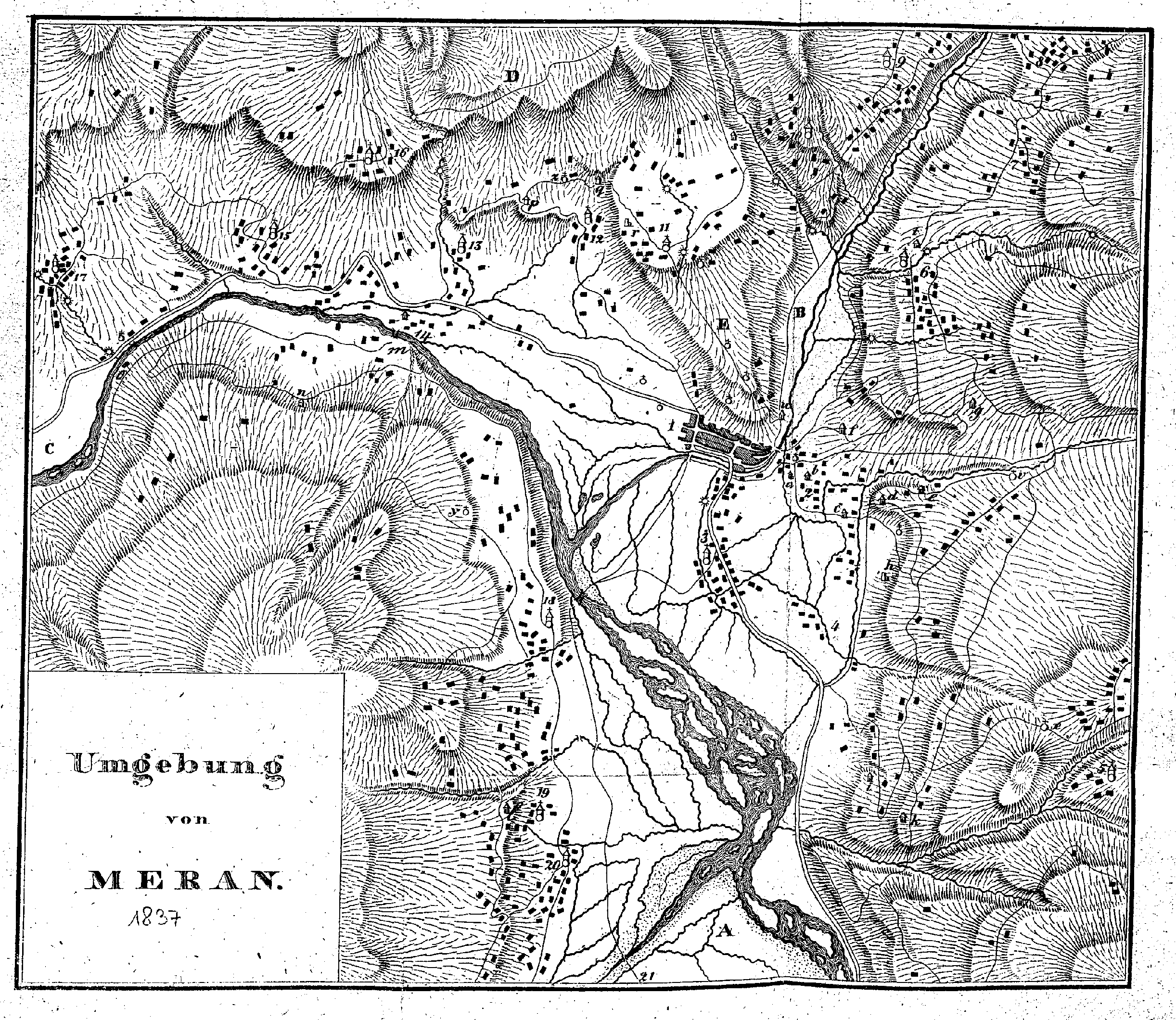 Karte der Umgebung 1837