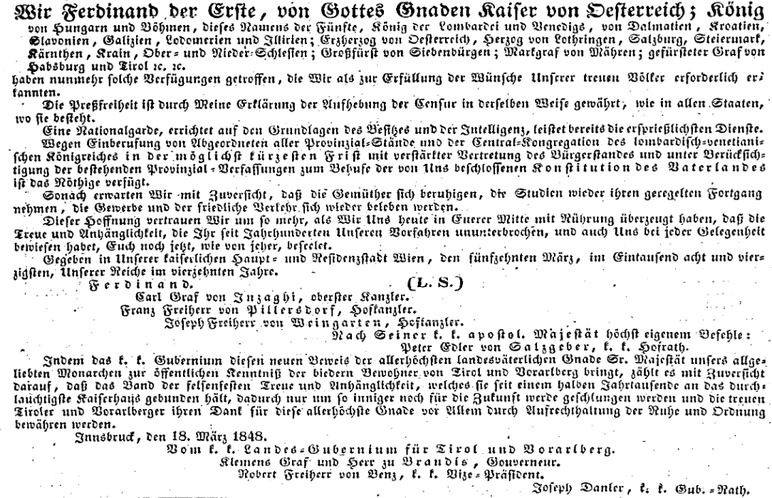 Imperial Patent of 15 March 1848